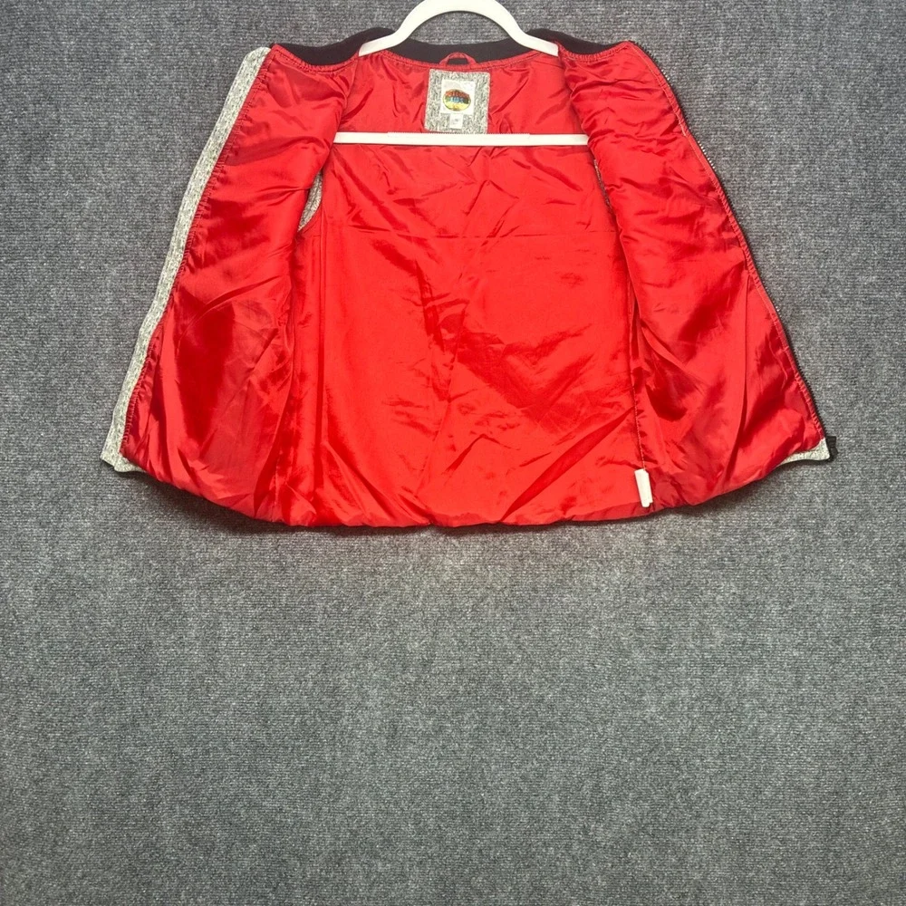 Outdoor Kids Full Zip Herringbone‎ Quilted Vest Size 12 Grey Red 6894993